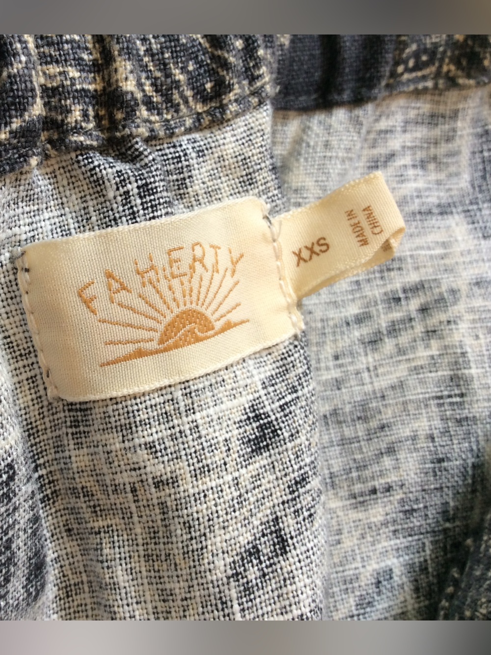 Faherty Byron Bay Linen Dress - Charcoal Banana Leaf - XXS - NWOT - Picture 8 of 8